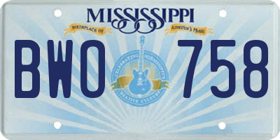 MS license plate BWO758