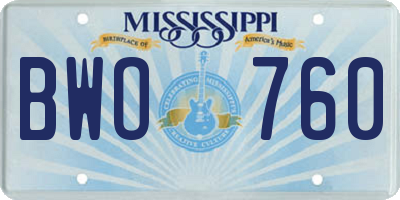 MS license plate BWO760