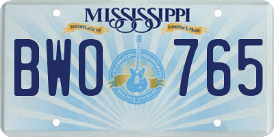 MS license plate BWO765