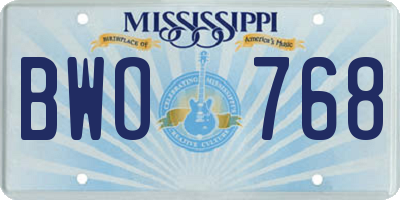 MS license plate BWO768