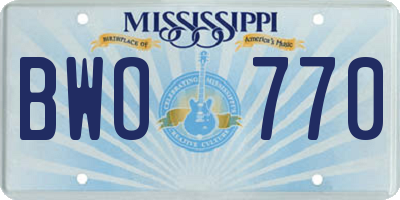 MS license plate BWO770