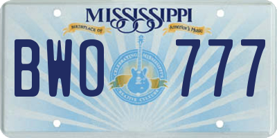 MS license plate BWO777