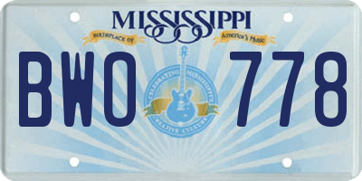 MS license plate BWO778