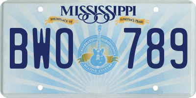MS license plate BWO789