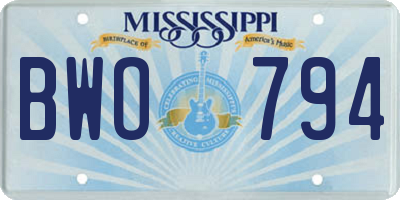 MS license plate BWO794