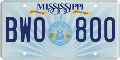 MS license plate BWO800