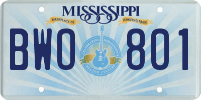 MS license plate BWO801