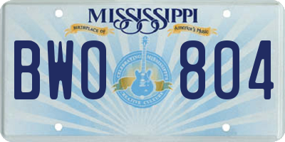 MS license plate BWO804