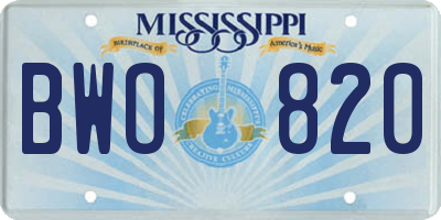 MS license plate BWO820