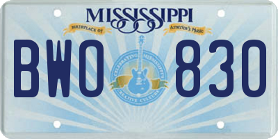 MS license plate BWO830