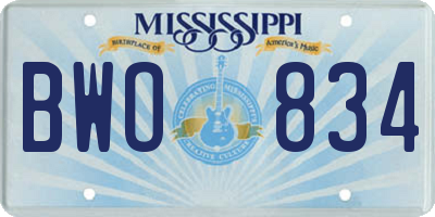 MS license plate BWO834