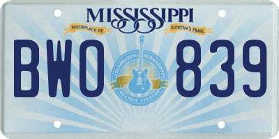 MS license plate BWO839