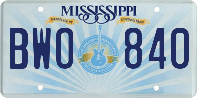 MS license plate BWO840