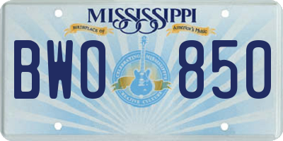MS license plate BWO850