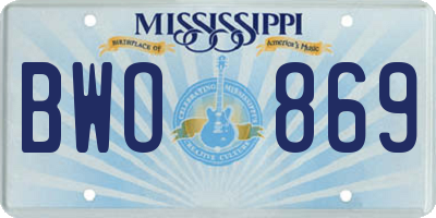 MS license plate BWO869