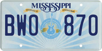 MS license plate BWO870
