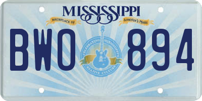 MS license plate BWO894