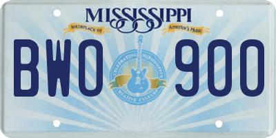 MS license plate BWO900