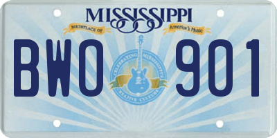 MS license plate BWO901