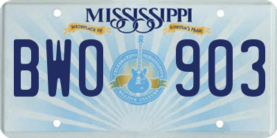 MS license plate BWO903