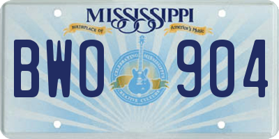 MS license plate BWO904