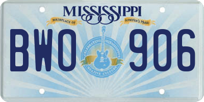 MS license plate BWO906
