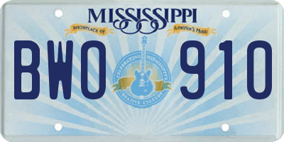 MS license plate BWO910