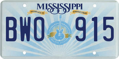 MS license plate BWO915