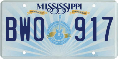 MS license plate BWO917