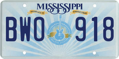 MS license plate BWO918