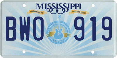 MS license plate BWO919