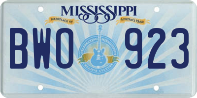 MS license plate BWO923