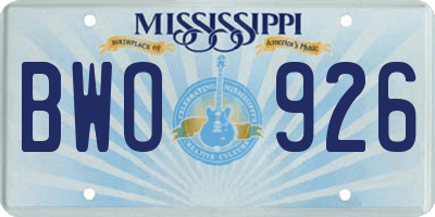 MS license plate BWO926