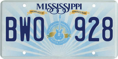 MS license plate BWO928