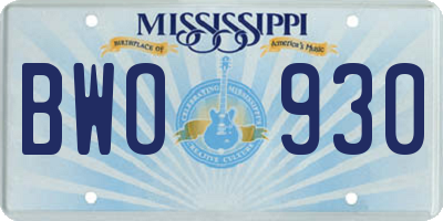 MS license plate BWO930
