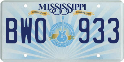 MS license plate BWO933