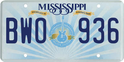 MS license plate BWO936