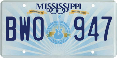 MS license plate BWO947