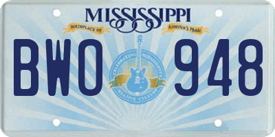 MS license plate BWO948