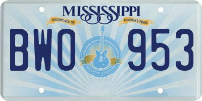 MS license plate BWO953