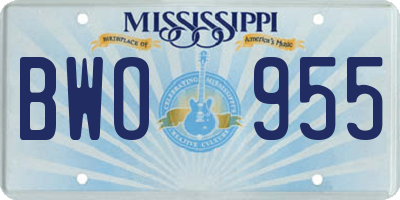 MS license plate BWO955