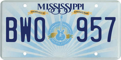 MS license plate BWO957