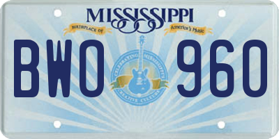MS license plate BWO960