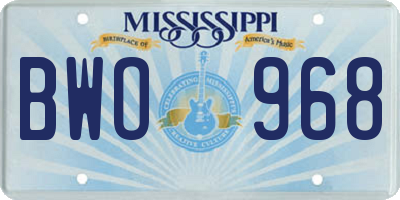 MS license plate BWO968