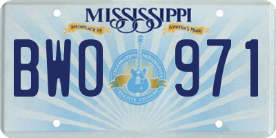 MS license plate BWO971