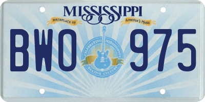 MS license plate BWO975