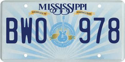 MS license plate BWO978