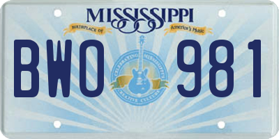 MS license plate BWO981
