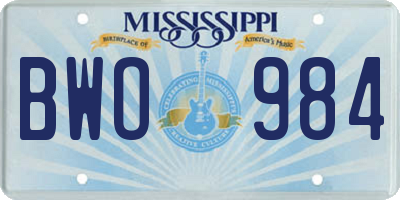 MS license plate BWO984