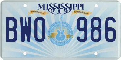 MS license plate BWO986